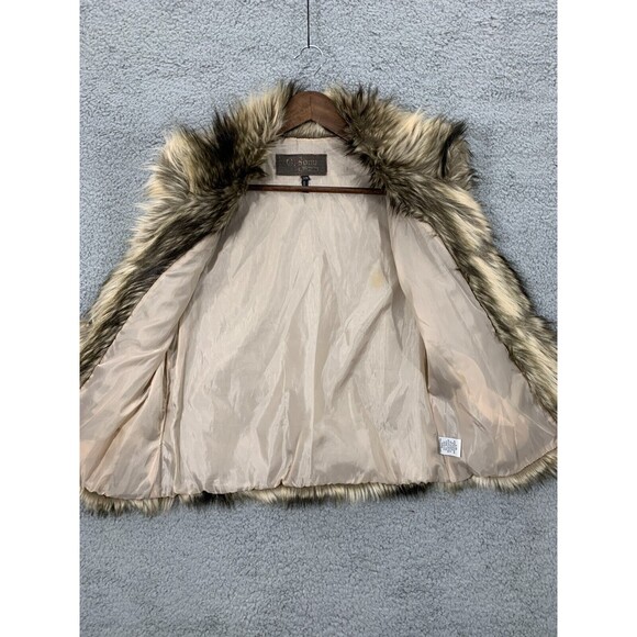 CI SONO by VACATINI L/G Large Faux Fur Vest Brown Beige Cream Tan - Picture 2 of 11